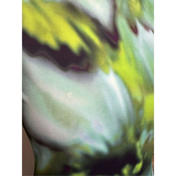 Silvia Tcherassi Ananya Abstract Long Sleeve Draped Midi Dress Green Small $990 - Picture 6 of 12